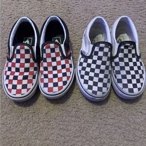 Vans Kids Red and Black Checkerboard Slip-Ons